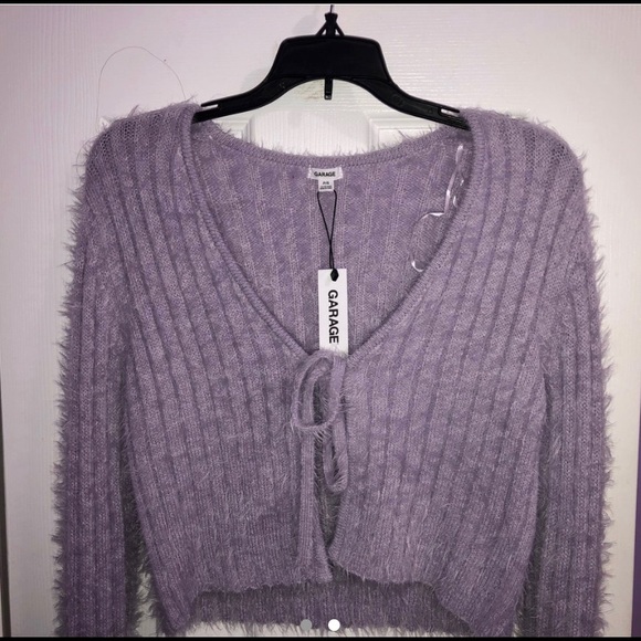 garage fuzzy front tie cardigan(s) - Picture 2 of 2